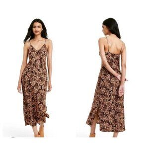 Nili Lotan X Target Brown Paisley Slip Dress Maxi Length Sz Large